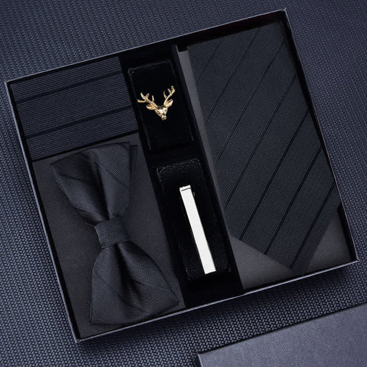 5 piezas de broches de ciervo para corbatas de rayas para hombre, caja de regalo