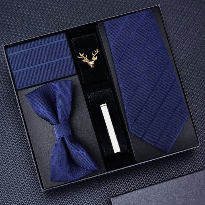 5 piezas de broches de ciervo para corbatas de rayas para hombre, caja de regalo