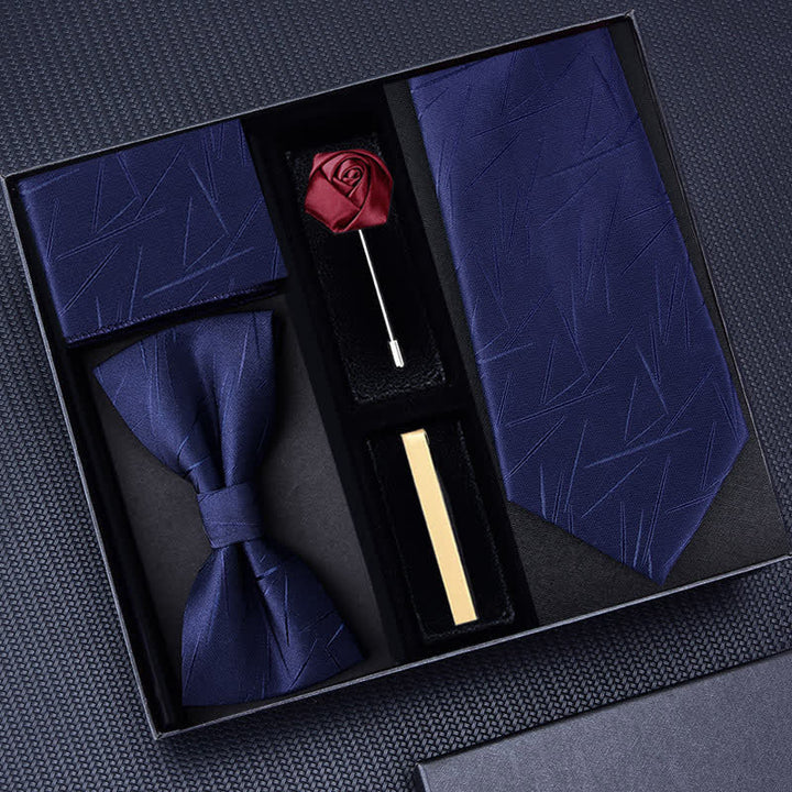 Caja de regalo con 5 broches de rosa para corbatas de sarga para hombre