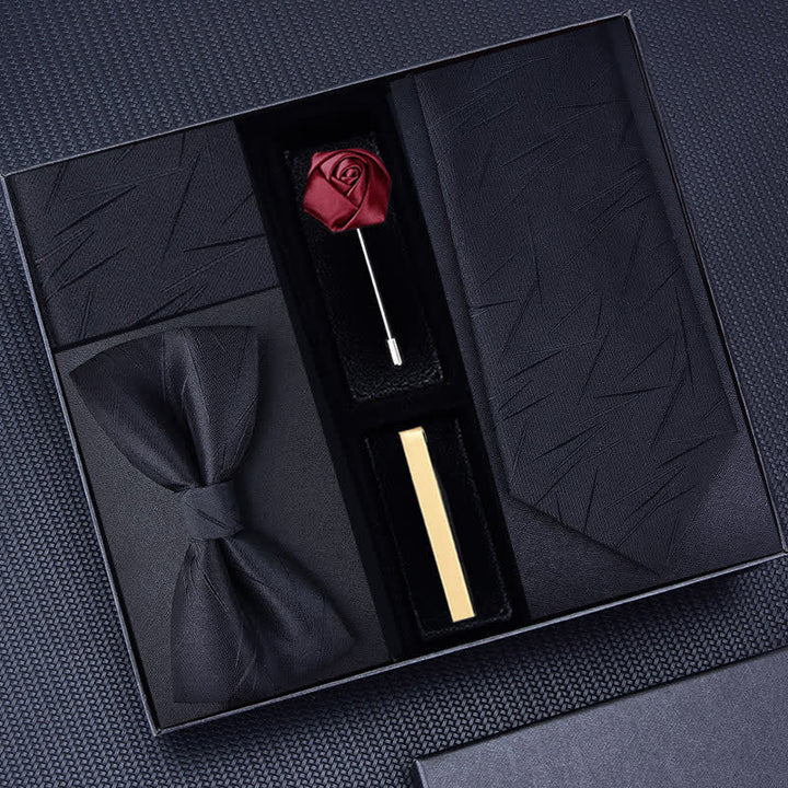 Caja de regalo con 5 broches de rosa para corbatas de sarga para hombre
