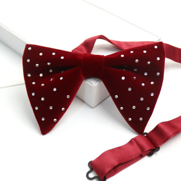 Pajarita de terciopelo de gran tamaño con diamantes de imitación dispersos para hombre
