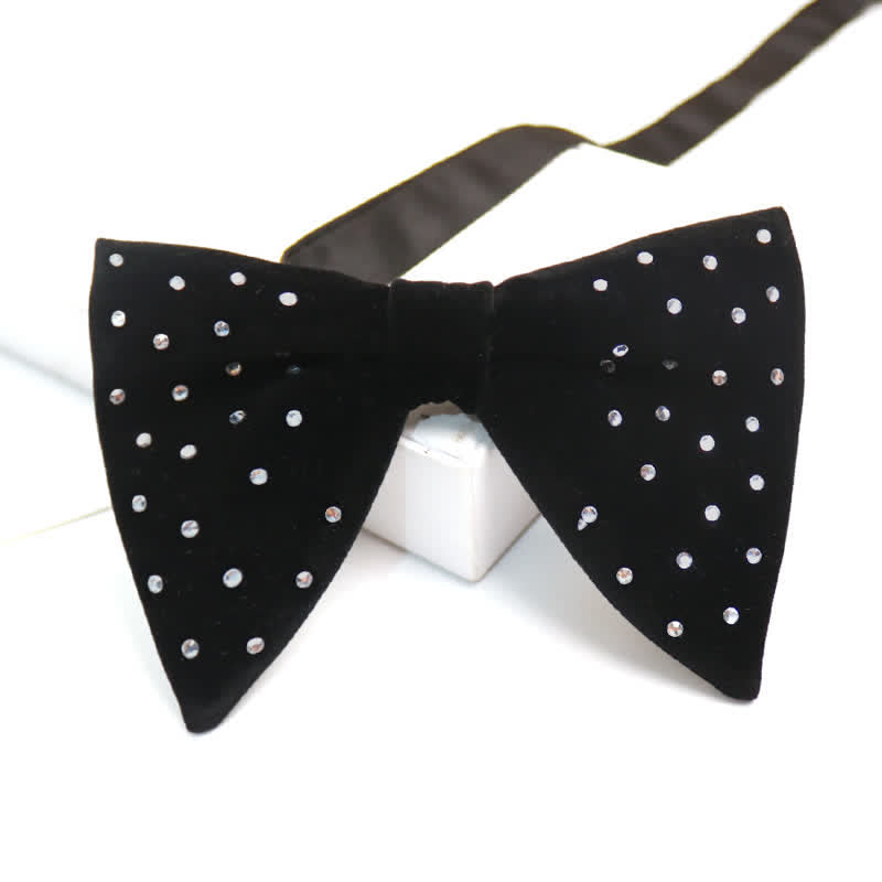 Pajarita de terciopelo de gran tamaño con diamantes de imitación dispersos para hombre