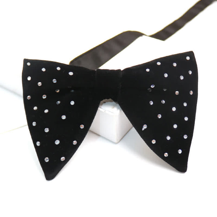 Pajarita de terciopelo de gran tamaño con diamantes de imitación dispersos para hombre
