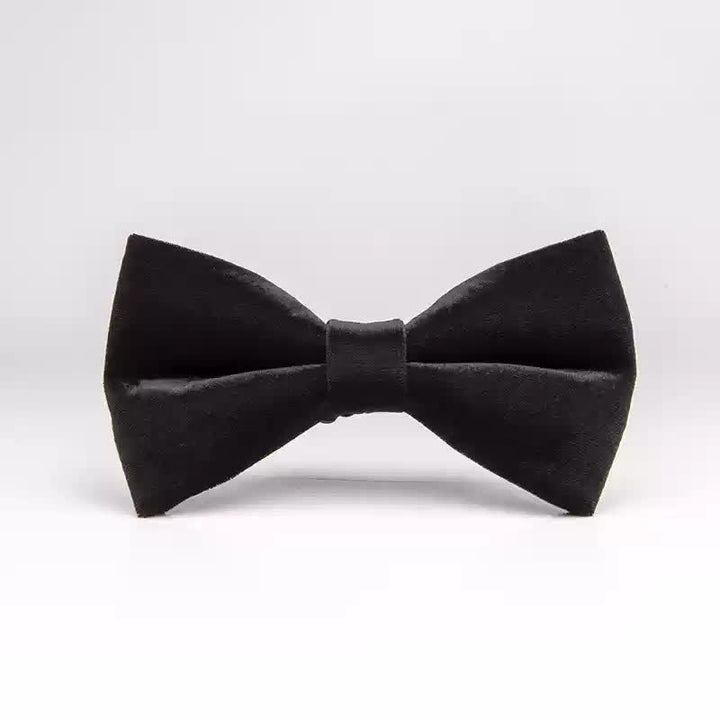Pajarita de terciopelo negro noble de doble capa para hombre