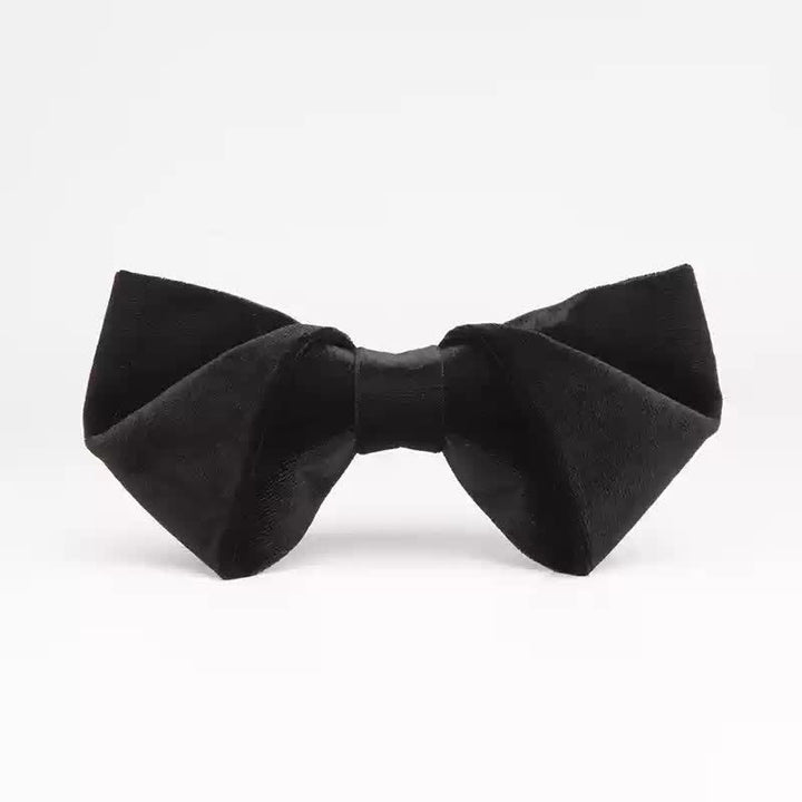 Pajarita de terciopelo negro noble de doble capa para hombre