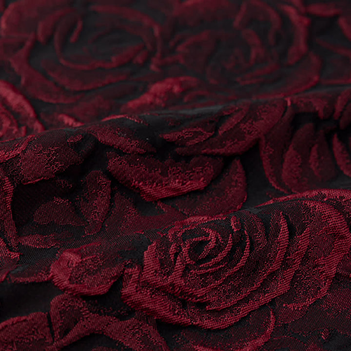 Pajarita de hombre en tejido jacquard con rosas burdeos