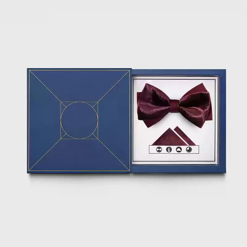 Pajarita romántica de terciopelo burdeos para hombre