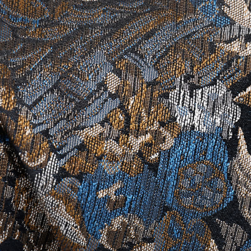 Corbata para hombre con diseño de jardín floral en el aire, en azul y amarillo