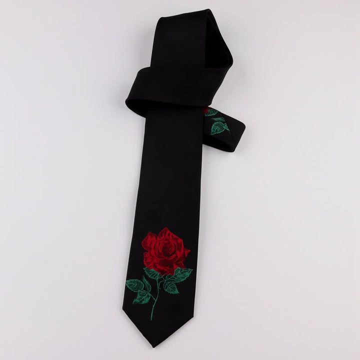 Corbata de hombre con bordado negro y rosa azul Enchantress