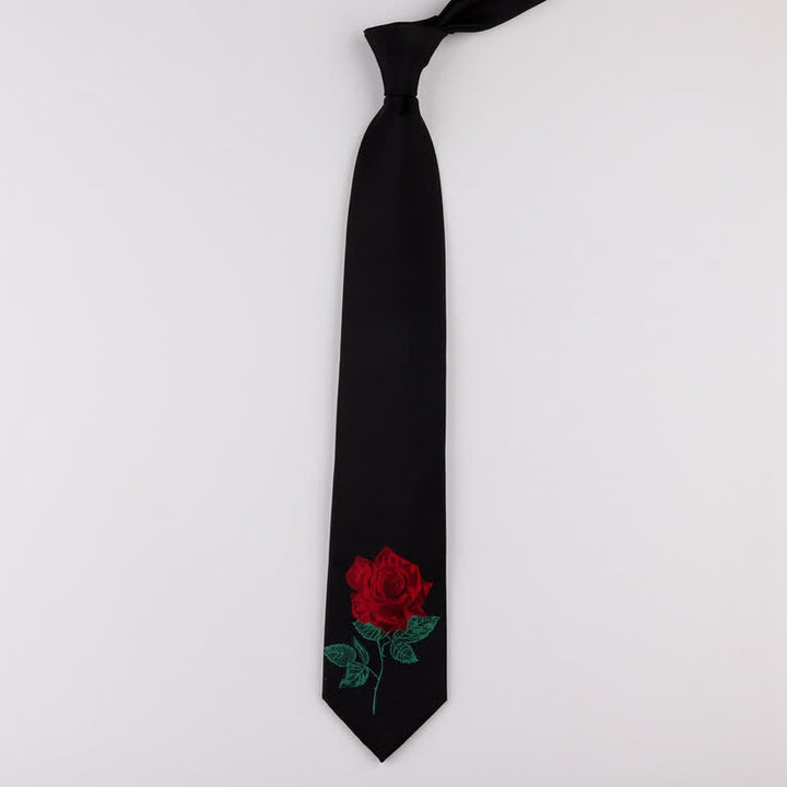 Corbata de hombre con bordado negro y rosa azul Enchantress