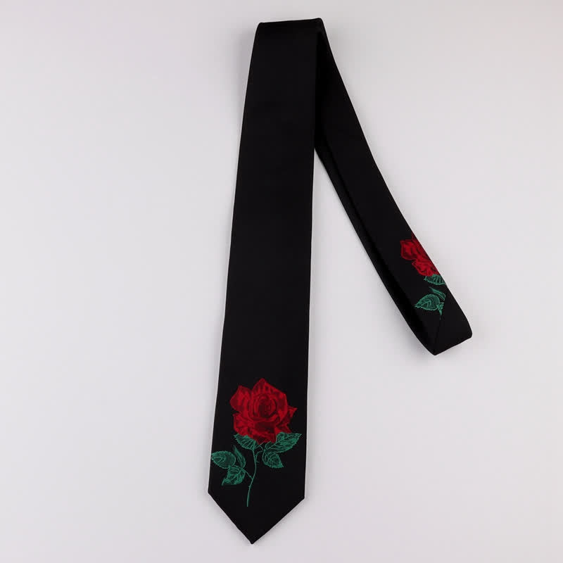 Corbata de hombre con bordado negro y rosa azul Enchantress