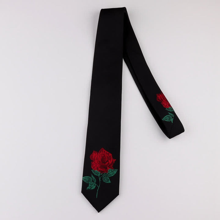 Corbata de hombre con bordado negro y rosa azul Enchantress