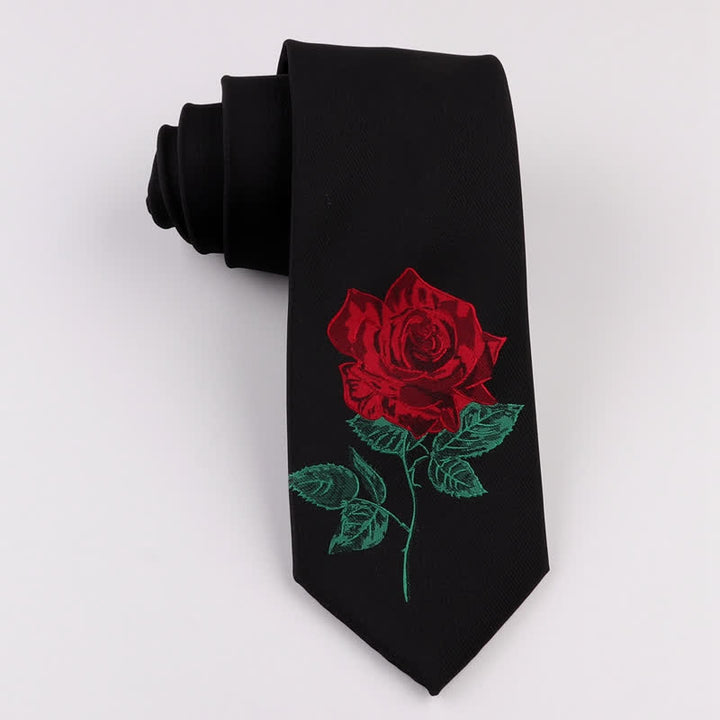 Corbata de hombre con bordado negro y rosa azul Enchantress