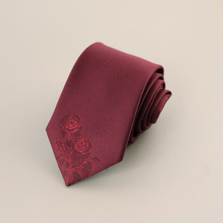 Corbata elegante con estampado de dos rosas para hombre