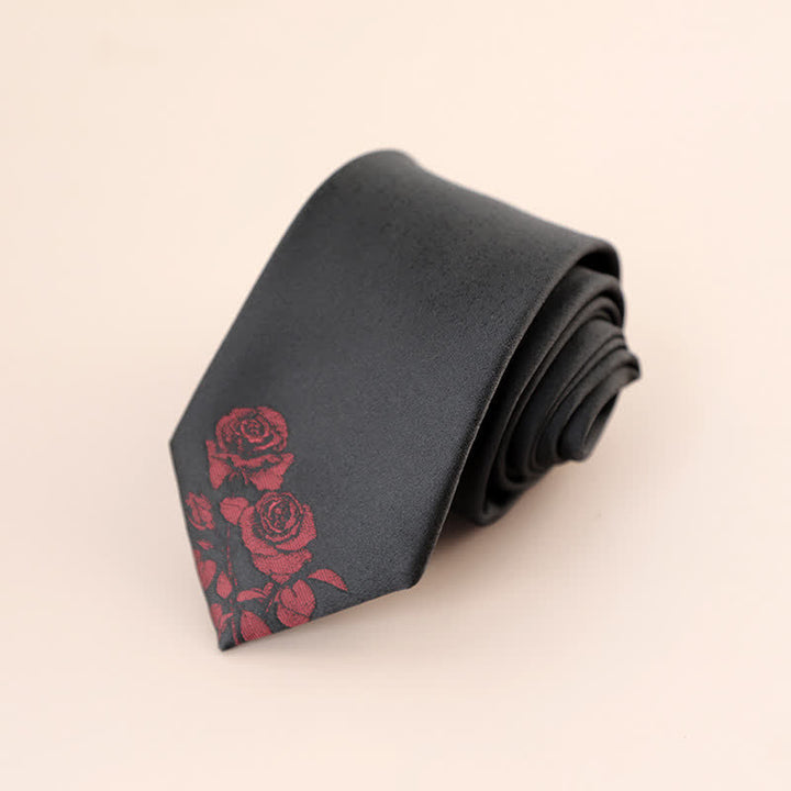 Corbata elegante con estampado de dos rosas para hombre