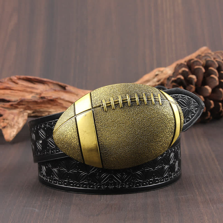 Cinturón de cuero con hebilla de fútbol americano novedoso