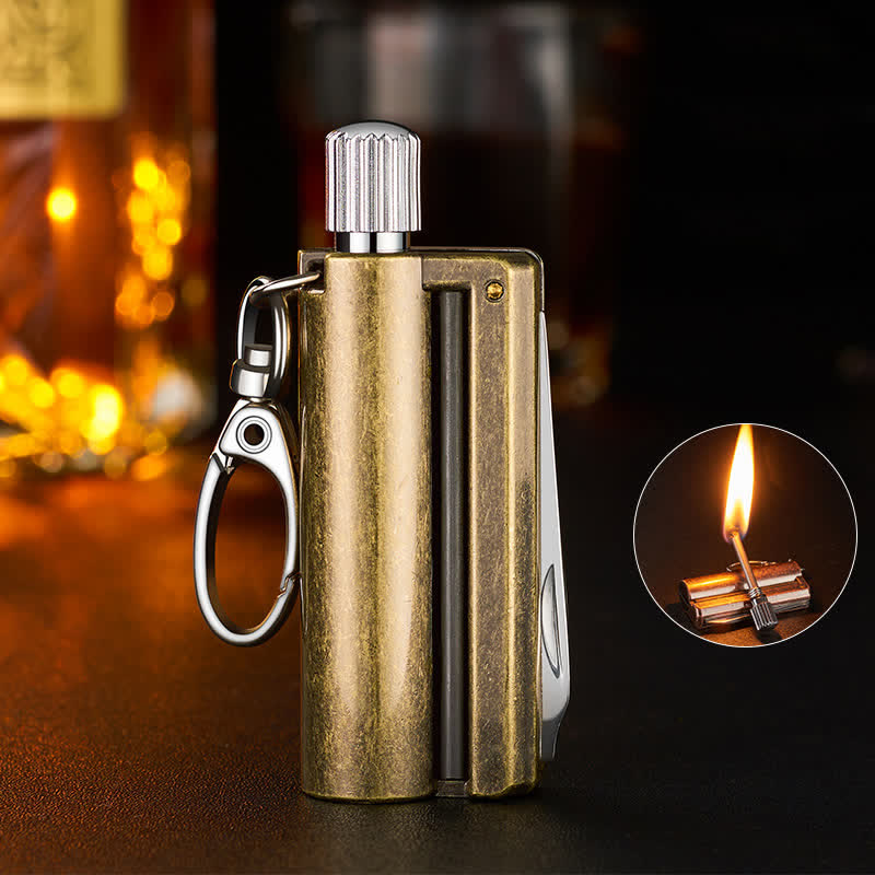 Encendedor de aceite con cerillas, herramienta EDC multiusos retro
