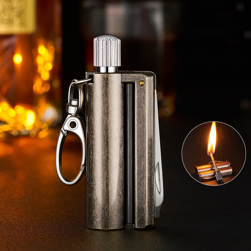 Encendedor de aceite con cerillas, herramienta EDC multiusos retro