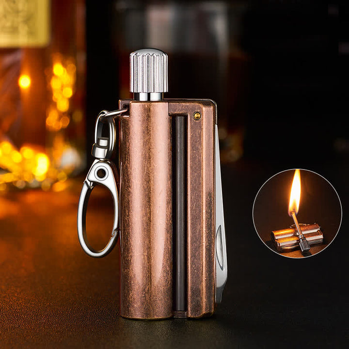 Encendedor de aceite con cerillas, herramienta EDC multiusos retro