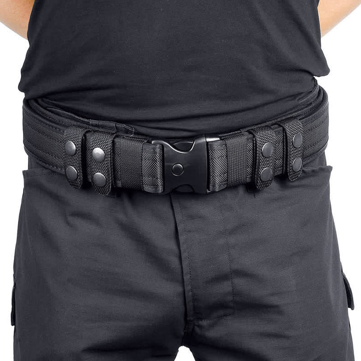 Cinturón táctico de cuero de tela Oxford de liberación rápida de color negro para hombre