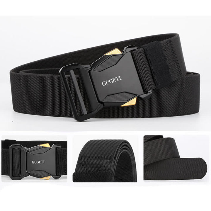 Cinturón táctico de nailon de liberación rápida para hombre, de color negro y sencillo estilo deportivo