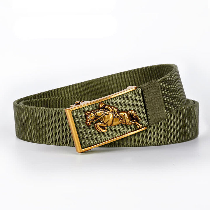 Cinturón de nailon con hebilla automática para montar a caballo informal para hombre