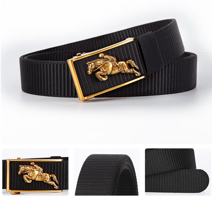 Cinturón de nailon con hebilla automática para montar a caballo informal para hombre