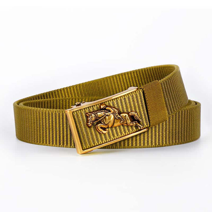 Cinturón de nailon con hebilla automática para montar a caballo informal para hombre