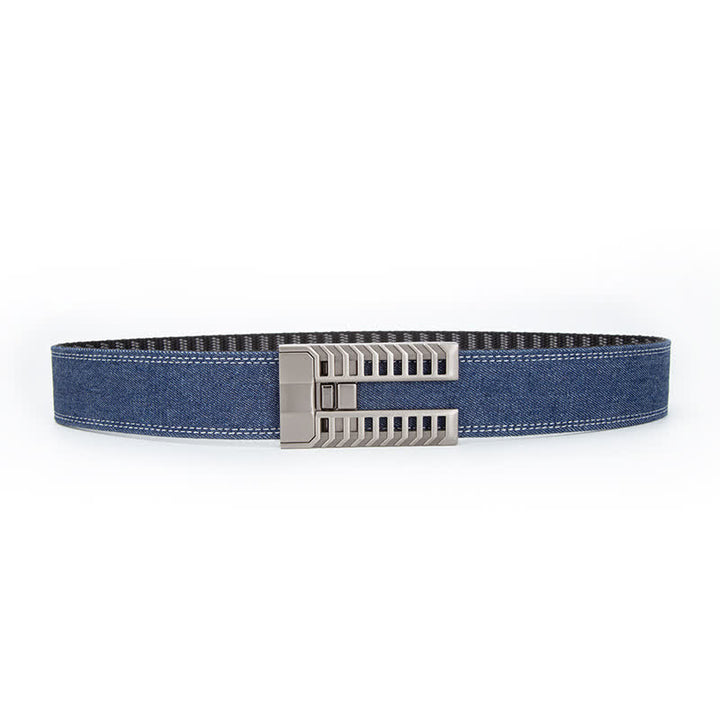 Cinturón de tela vaquera con hebilla automática ajustable para hombre