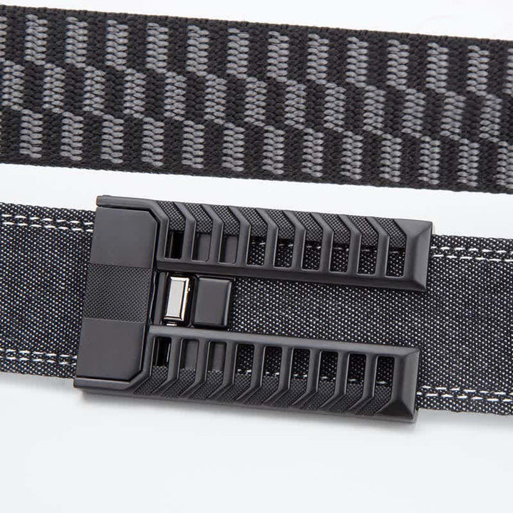 Cinturón de tela vaquera con hebilla automática ajustable para hombre