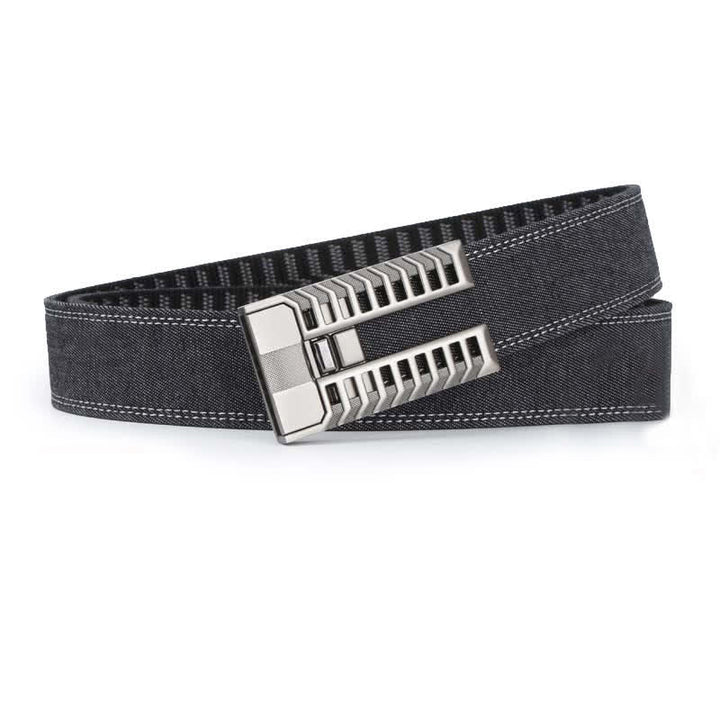 Cinturón de tela vaquera con hebilla automática ajustable para hombre