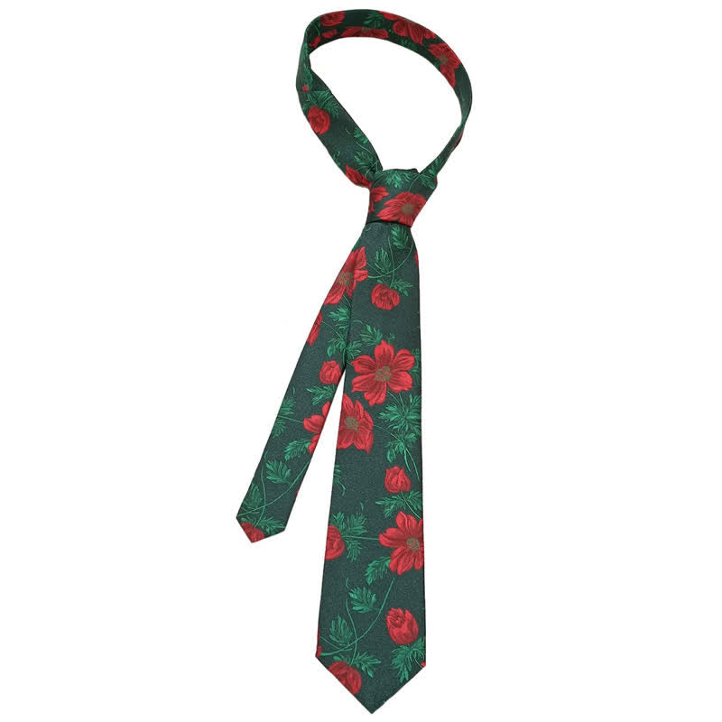 Pajarita para hombre con estampado de hojas verdes y rosas rojas