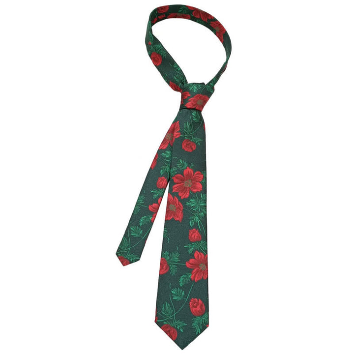 Pajarita para hombre con estampado de hojas verdes y rosas rojas