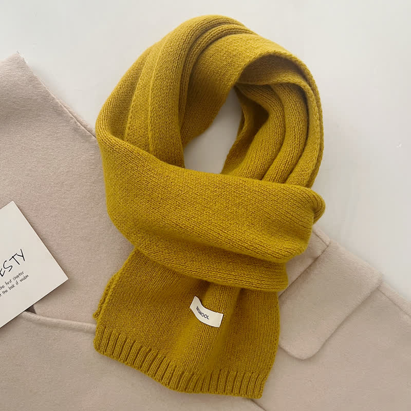 Bufanda unisex clásica de lana tejida en color liso