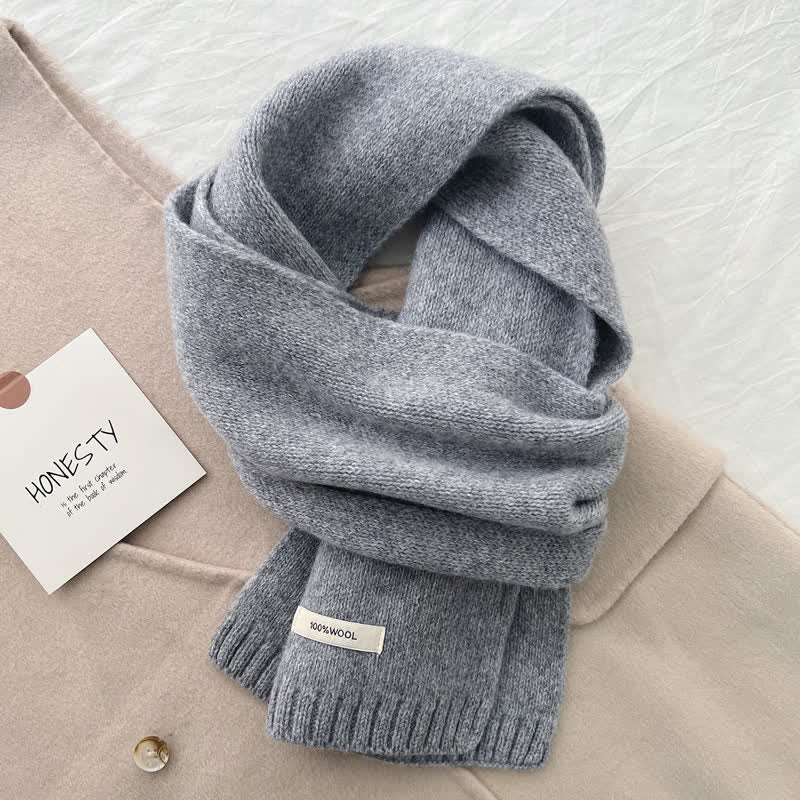 Bufanda unisex clásica de lana tejida en color liso