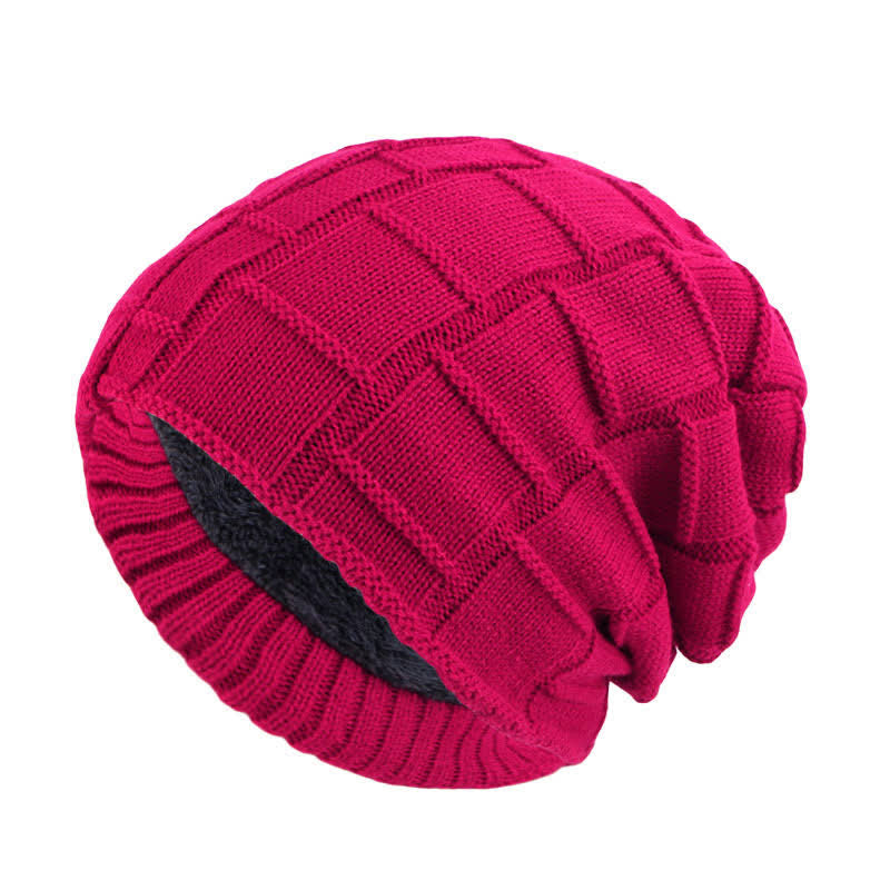 Gorro de punto cálido con forro de piel
