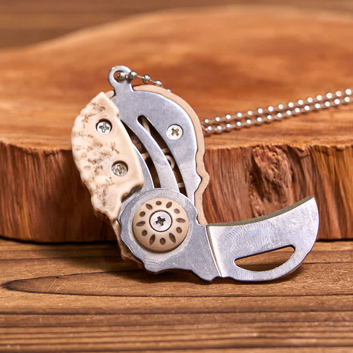 Conjunto de collar con colgante de calavera dorada y cuchillo oculto, hebilla de cinturón, bricolaje, con cabeza de toro