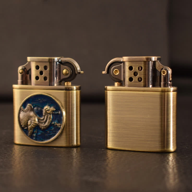 Encendedor de queroseno recargable con diseño de animales esmaltado en bronce antiguo