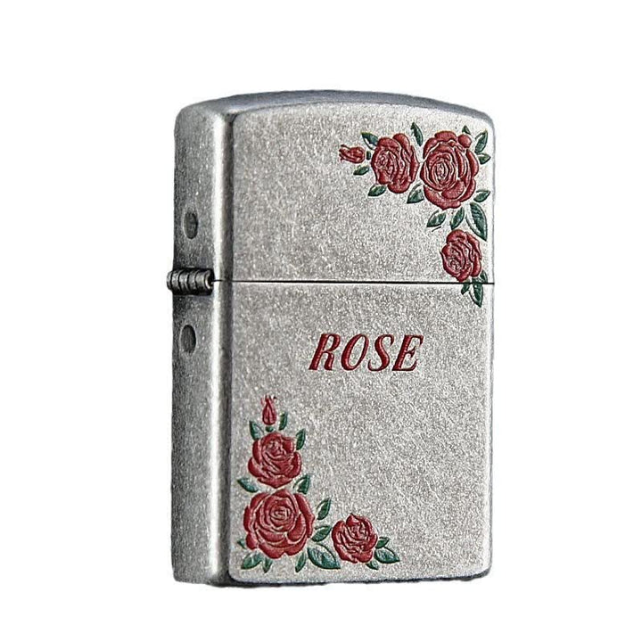 Encendedor de queroseno recargable con diseño de rosas rojas