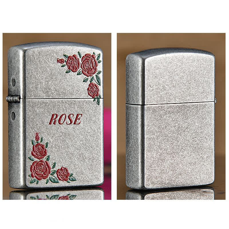 Encendedor de queroseno recargable con diseño de rosas rojas