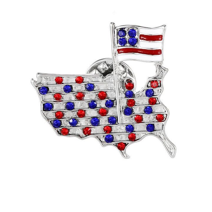 Broche patriótico con bandera estadounidense y águila de diamantes de imitación