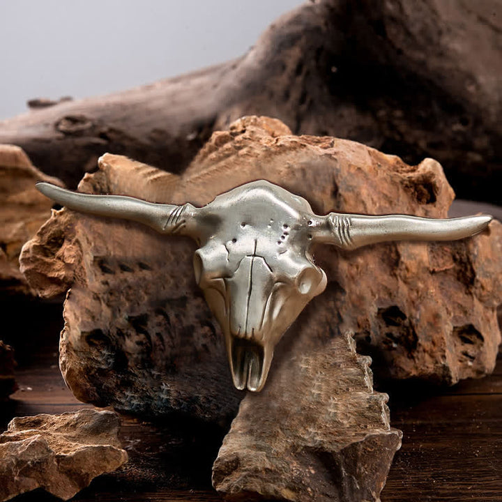 Cinturón de cuero con hebilla de toro Longhorn del oeste para hombre, hecho a mano