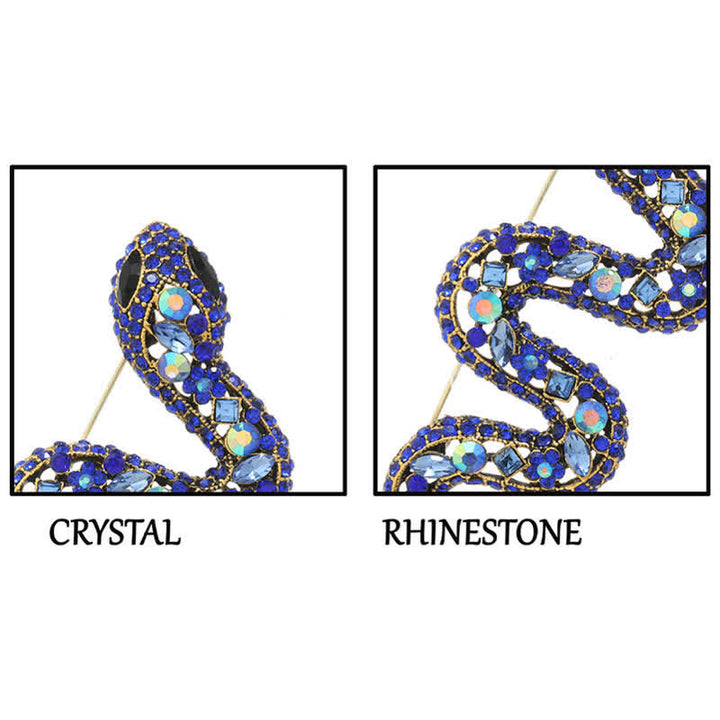 Broche de diamantes de imitación de cristal brillante con forma de serpiente salvaje