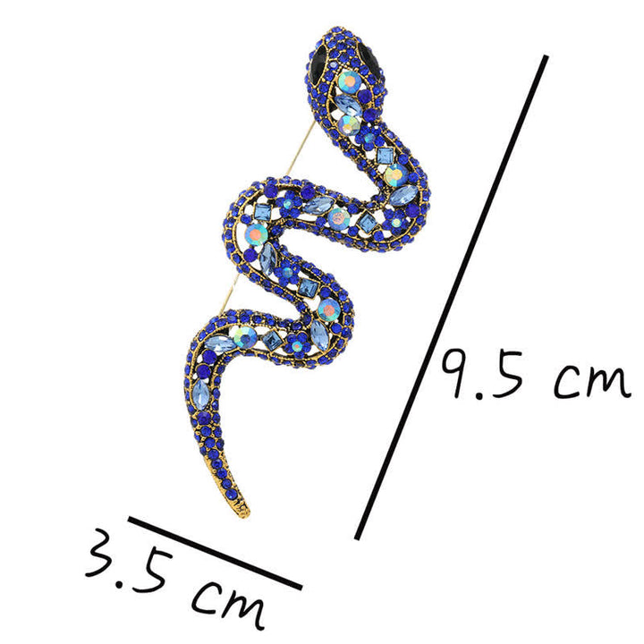 Broche de diamantes de imitación de cristal brillante con forma de serpiente salvaje