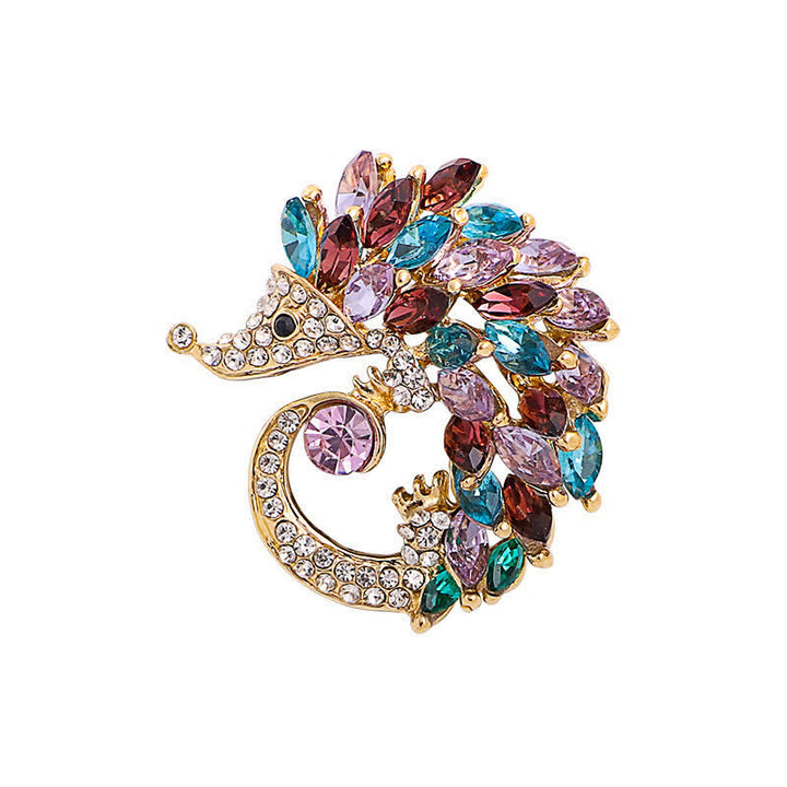 Broche de erizo con diamantes de imitación multicolor