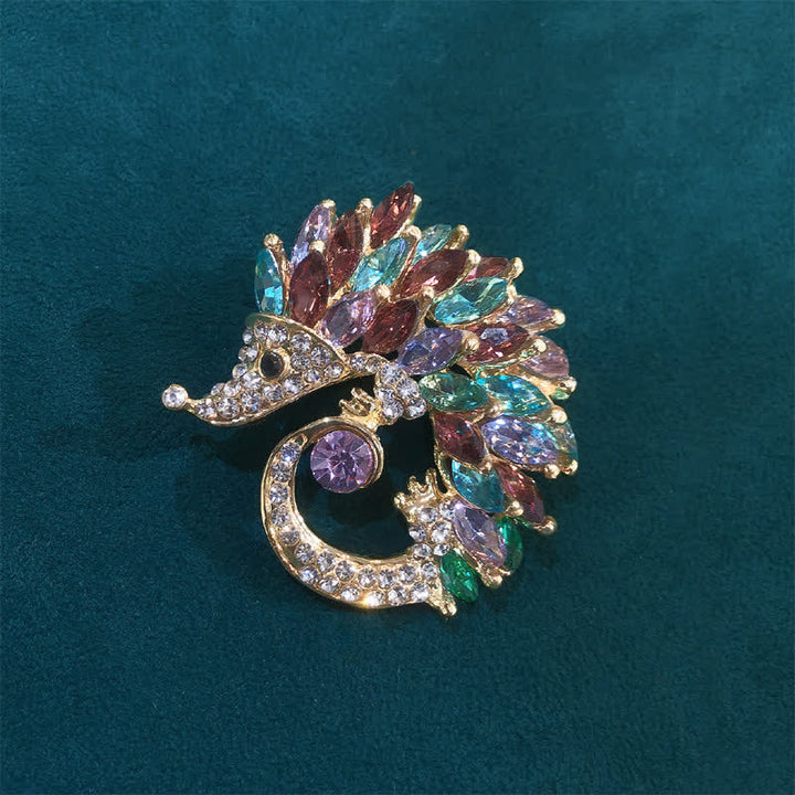 Broche de erizo con diamantes de imitación multicolor