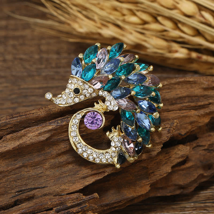 Broche de erizo con diamantes de imitación multicolor