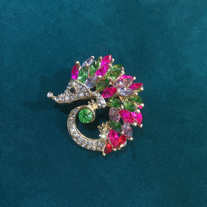 Broche de erizo con diamantes de imitación multicolor