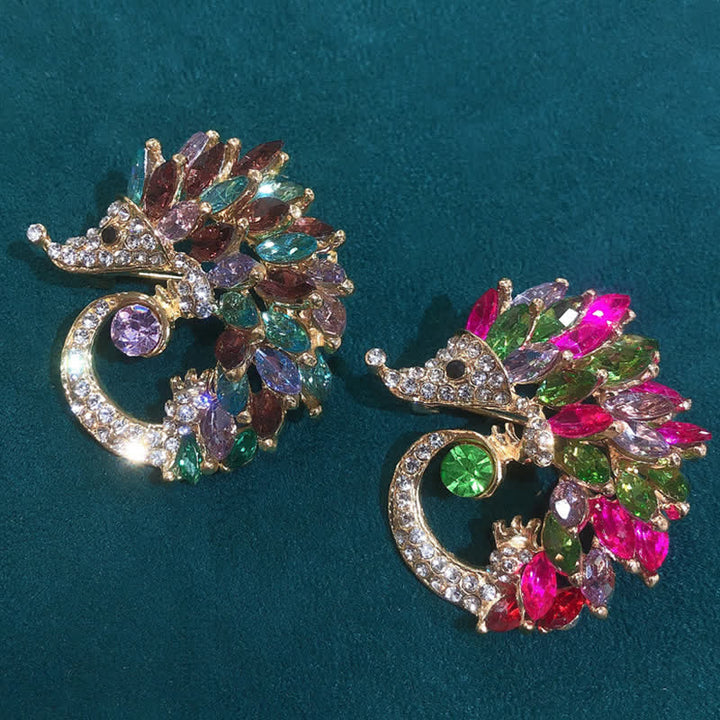 Broche de erizo con diamantes de imitación multicolor