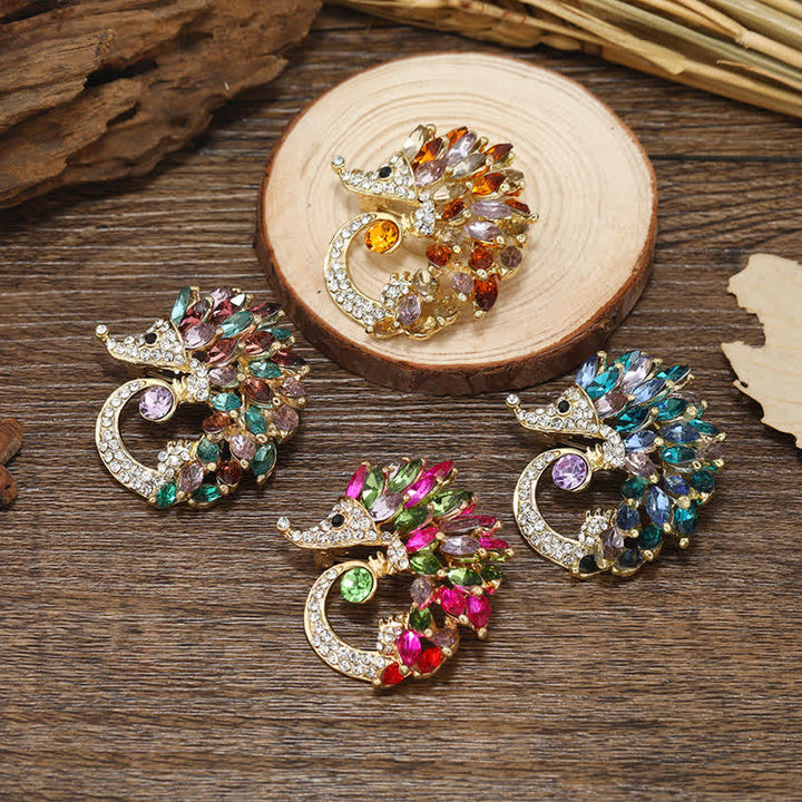 Broche de erizo con diamantes de imitación multicolor